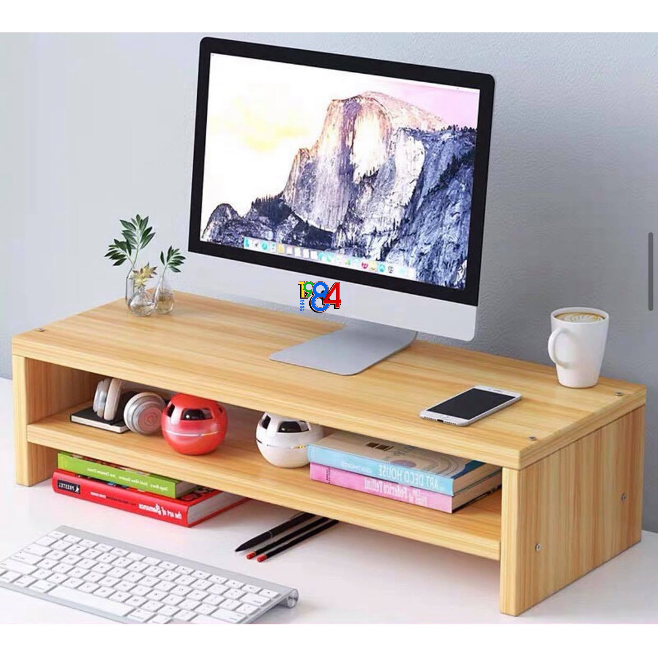 Kệ gỗ để màn hình máy tính,lap top cho bàn làm việc