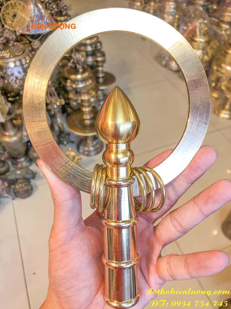 Đầu Gậy Tích Trượng Bằng Đồng Dáng Tròn Cao 20cm