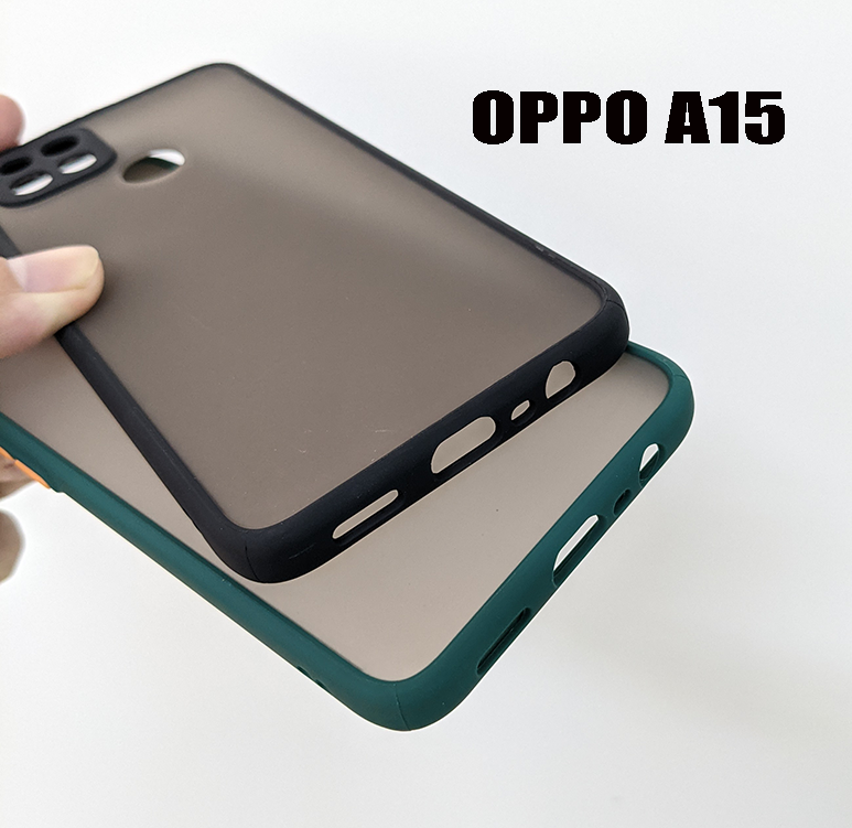 Ốp lưng nhám viền màu bảo vệ camera Oppo A15