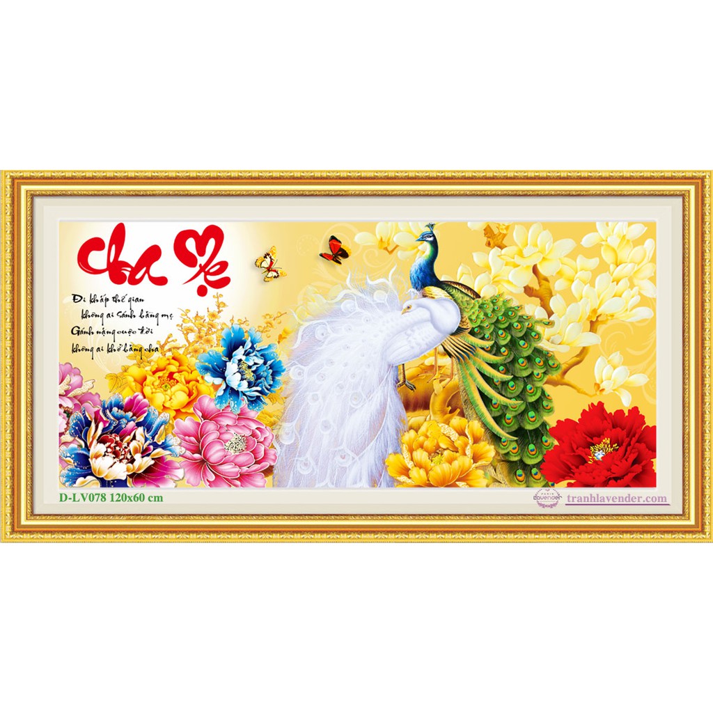 Tranh Đính Đá CHA MẸ (ĐÁ ABC CAO CẤP). Kích Thước: 85cm x 45cm - 1m2 x 60cm