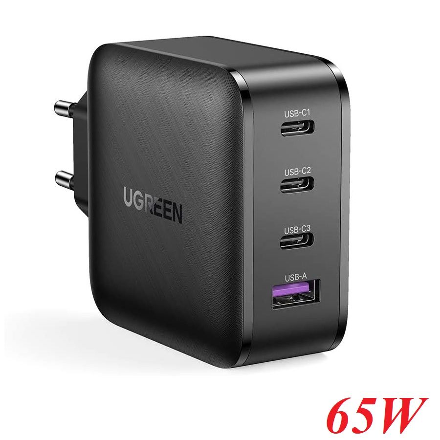Ugreen 70774 65w pd3.0 gan màu đen 3c + 1a sạc siêu nhanh 4 cổng 3 x usb type c và 1 x a cd224