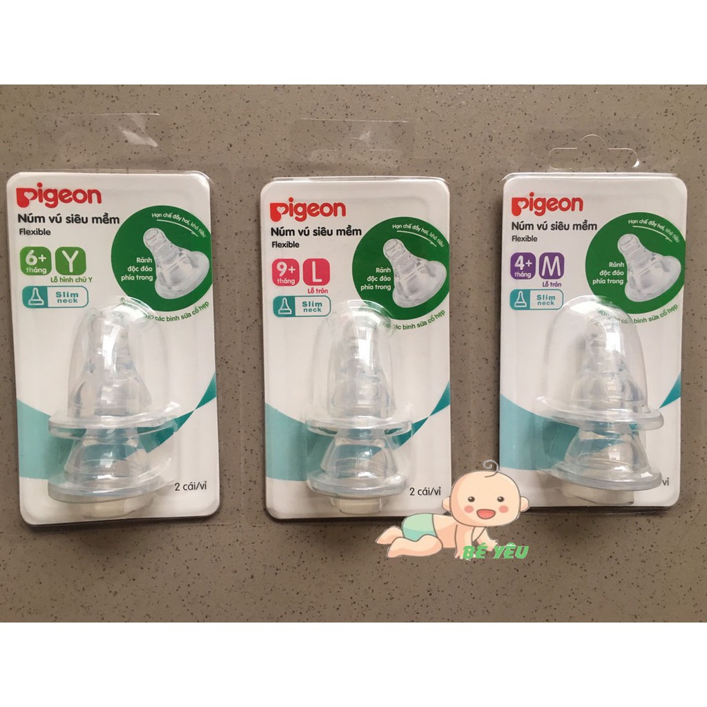 núm ty Pigeon siêu mềm (2 cái/vĩ) chính hãng ( có 3 size)