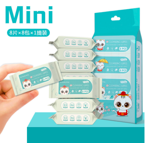 Khăn ướt mini, khăn ướt mini bỏ túi, khăn ướt mini dễ thương, giấy ướt mini