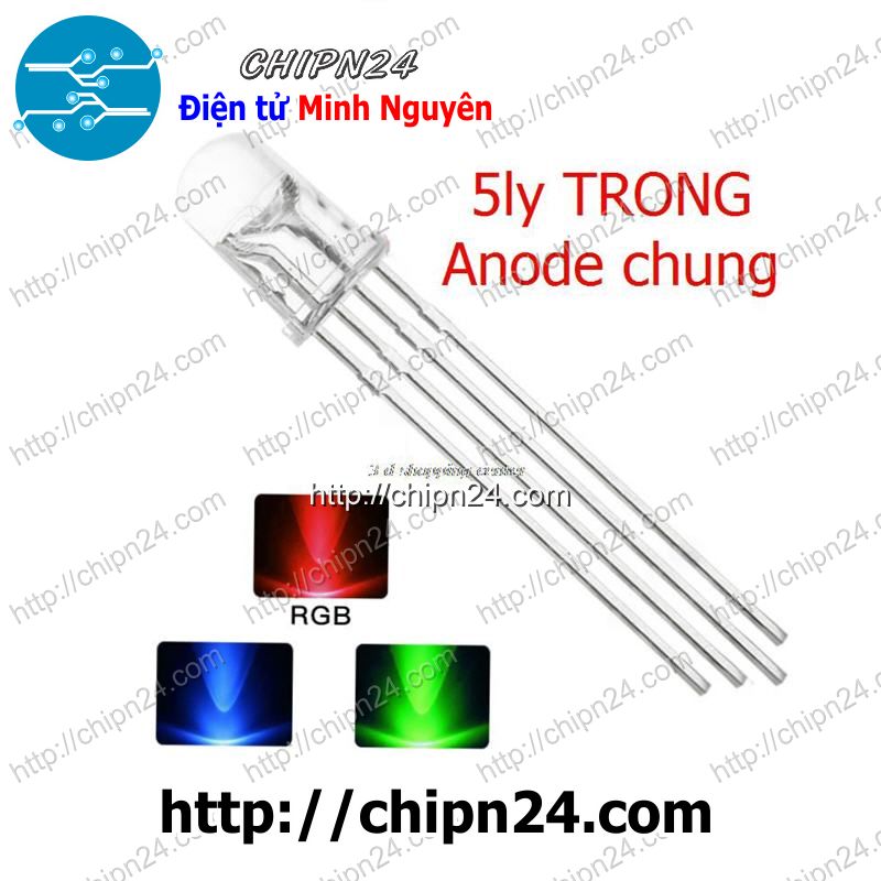 Led 5mm trong 7 màu rgb 4 chân a chung