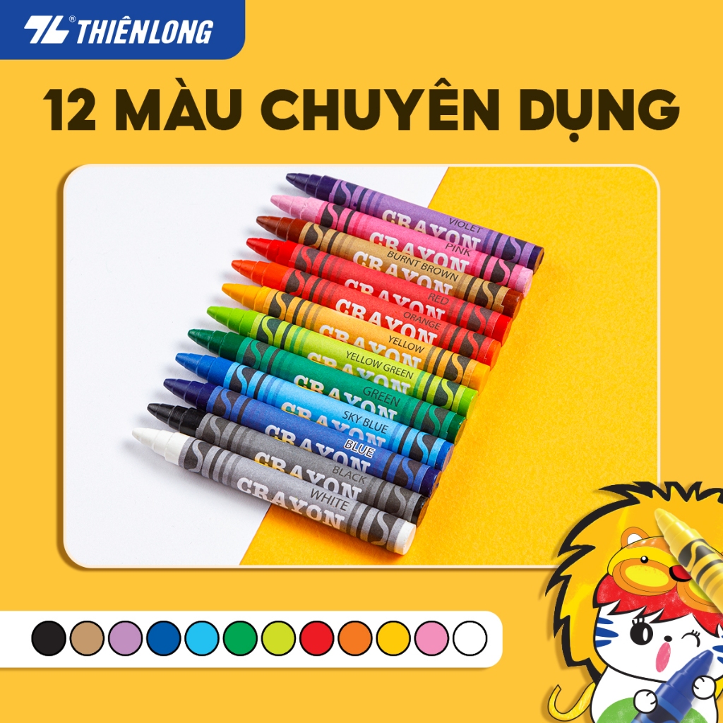 Bút sáp màu Thiên Long Colokit 12 Màu an toàn cho trẻ em CR-C016