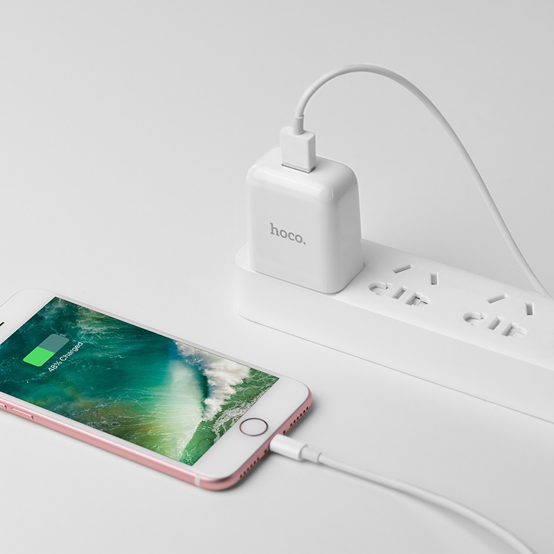 Bộ Cốc sạc và Cáp sạc Hoco C49 cổng Lightning / TypeC / Micro-USB tùy chọn Output max 2A (Trắng) - Hãng phân phối chính thức - Nhất Tín Computer