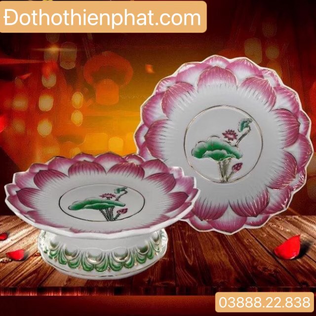 ĐĨA BẠCH NGỌC SỨ HOA SEN NỔI 7INCH