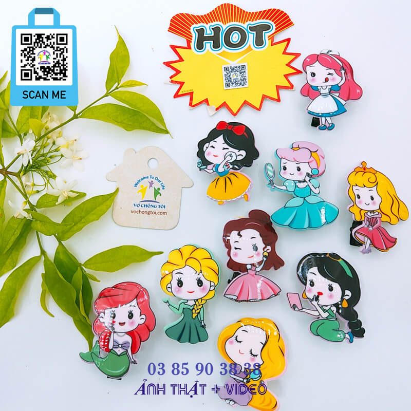 Kẹp tóc nữ Hàn Quốc cute, phụ kiện nữ mỏ vịt, cặp tóc mái cho bé gái hình công chúa cực đẹp - thương hiệu Vợ Chồng Tôi