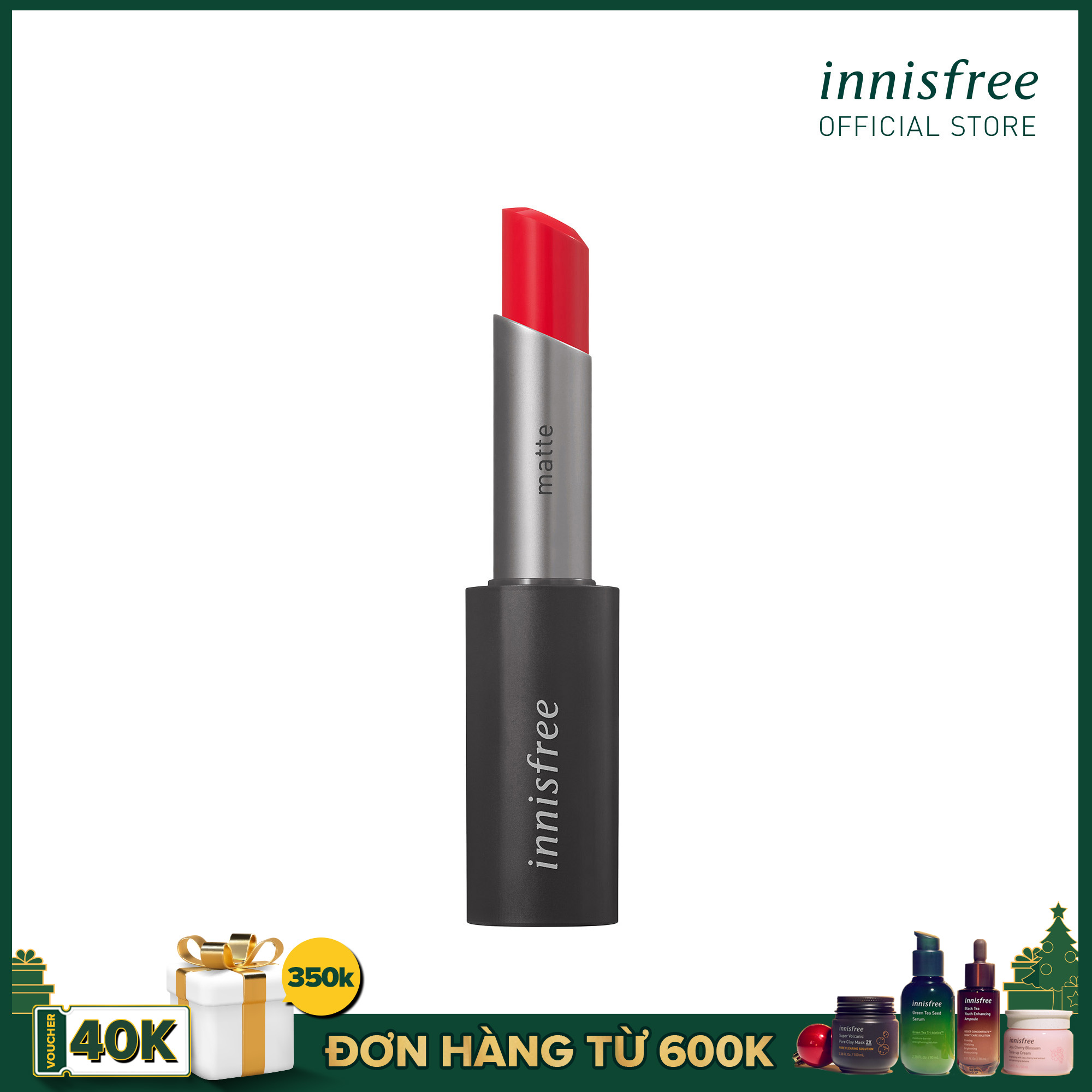 Son môi lì dạng thỏi innisfree Real Fit Matte Lipstick #6 Red Vibe 3.6g