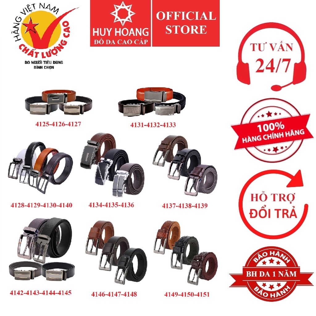 Dây nịt nam da bò nhiều loại nhiều màu