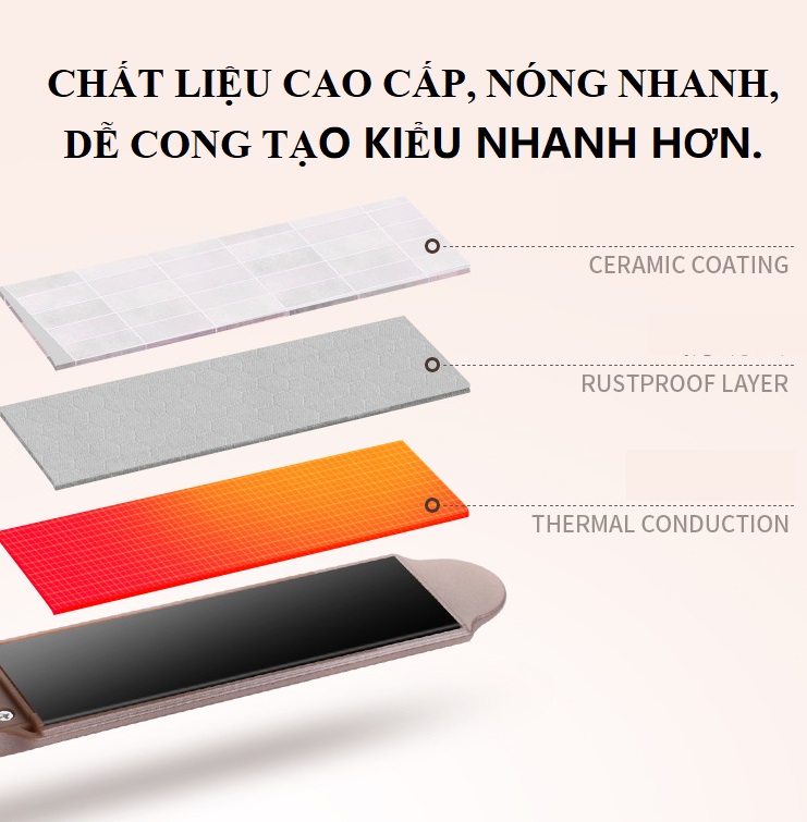 Máy duỗi tóc đa năng PHUN SÁNG XANH ION DƯỠNG TÓC khóa an toàn dây dài có thể uốn tóc hay làm tóc xoăn  ANA - kiểu máy là tóc tạo kiểu ép thẳng duỗi thẳng