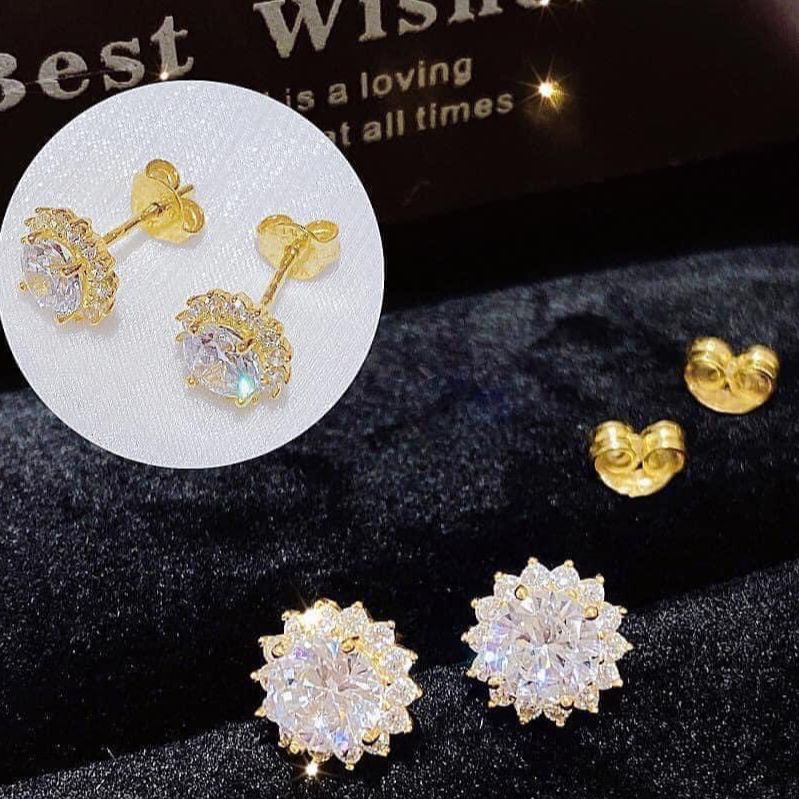 Bông tai nữ dễ thương, khoen tai mạ vàng cao cấp đính ngọc trai pha lê hoa mẫu đơn sang trong đá sáng lấp lánh quý phái Trang Sức Miga BL074 - đeo đi đám cưới vô cùng quý phái (mới)