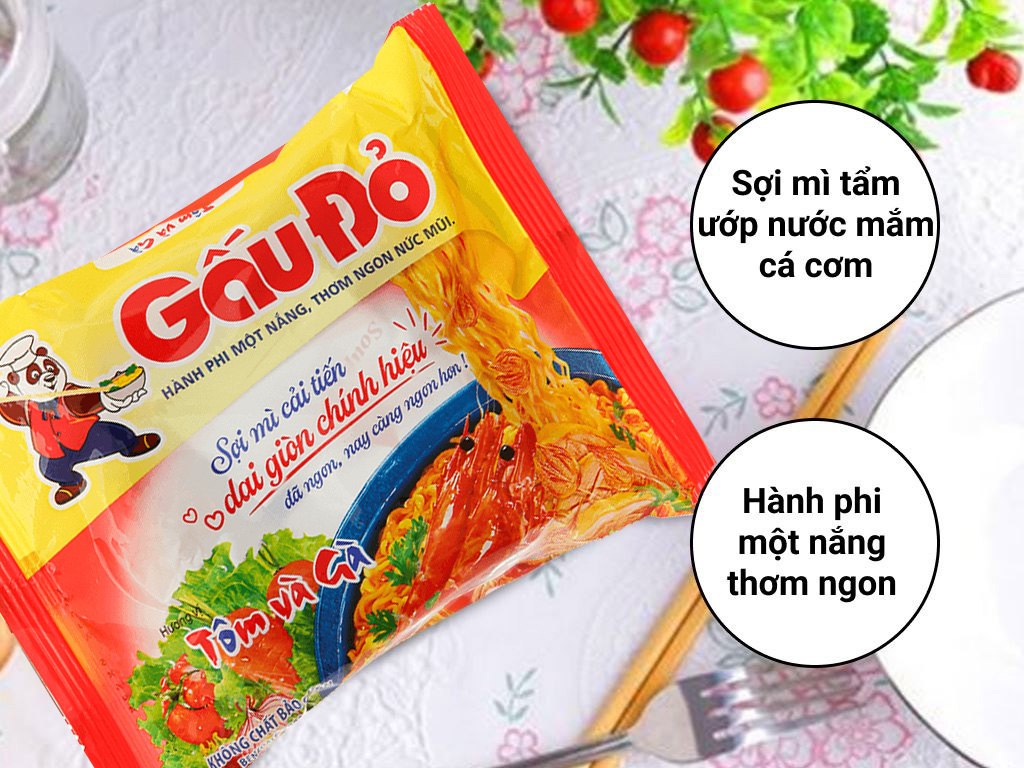 Mì Gấu Đỏ tôm và gà gói 63g