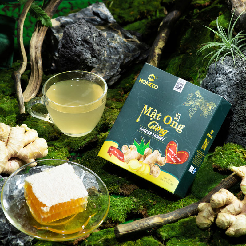 Mật ong gừng HONECO (Hộp 15 gói tiện lợi)