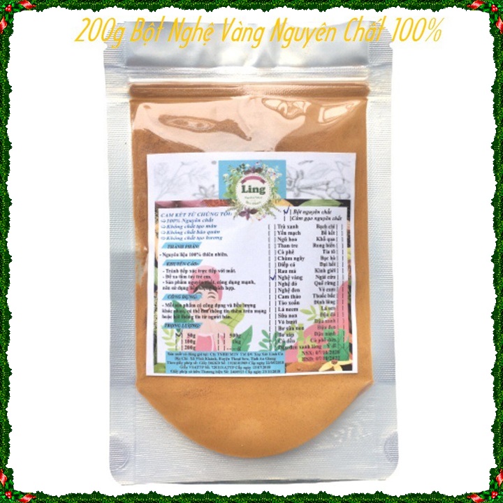 Bột Nghệ Vàng 200g nguyên chất thiên nhiên 100% có giấy VSATTP và ĐKKD dùng đa công dụng