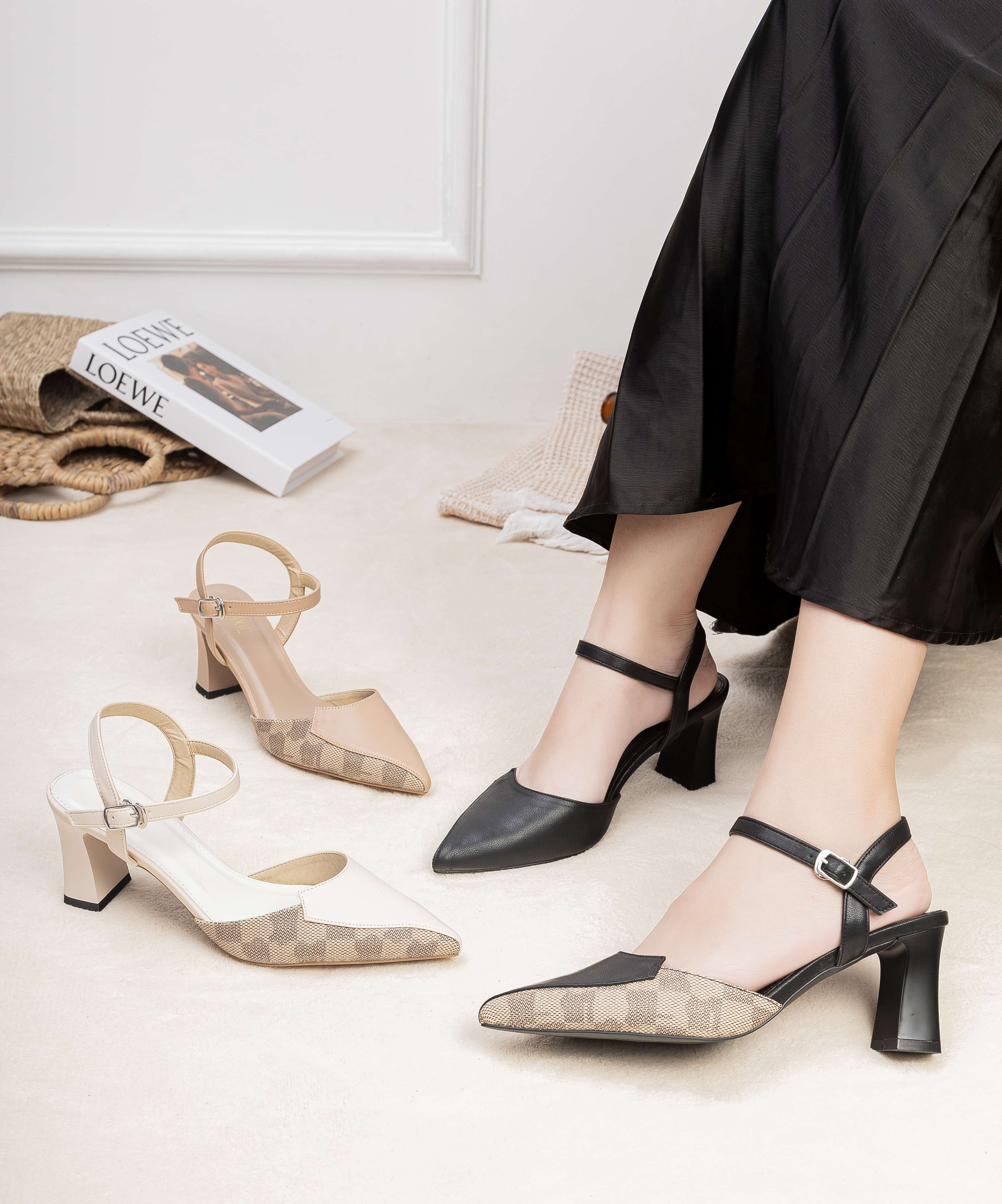 Giày Sandal Cao Gót 7cm Bít Mũi Pixie H163