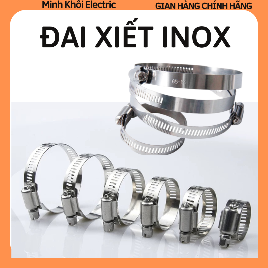 Đai xiết inox combo 20 cái, cổ dê xiết ốc, đai siết dây vặn vít, cùm cổ dê, quai nhê,cổ dê inox,kẹp ống thép