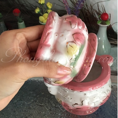 Lư hương gốm Hồng sen(2 size)