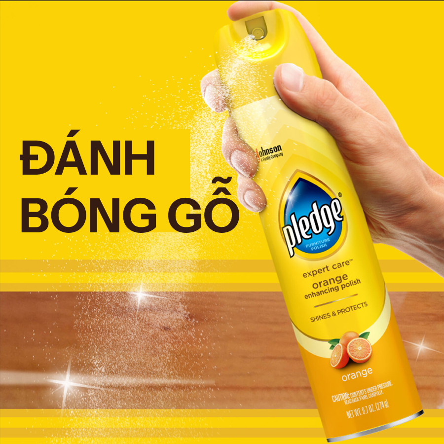 PLEDGE Xịt Bóng Gỗ Hương Chanh Làm Sạch Và Bảo Vệ Bề Mặt 330ml