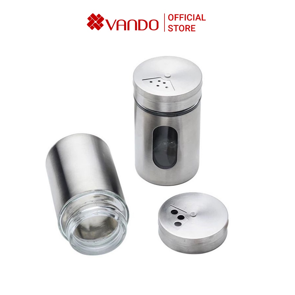 Lọ Đựng Hạt Tiêu, Tăm, Gia Vị Cao Cấp Cho Nhà Hàng Chung Cư Khách Sạn 5 Sao, Hũ Thuỷ Tinh Bọc Inox 304 Chịu Va Đập Tốt