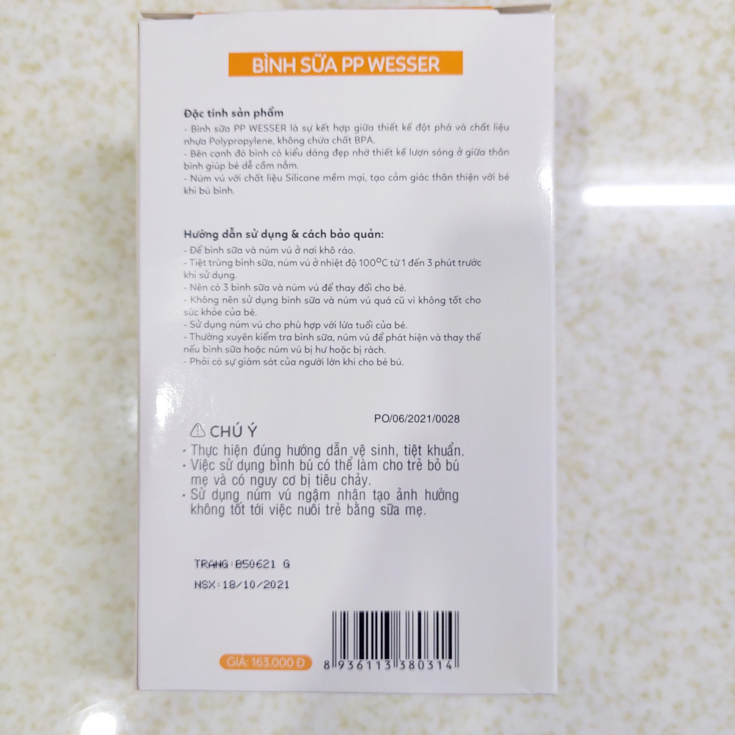 Bình sữa Wesser cổ rộng 260ml