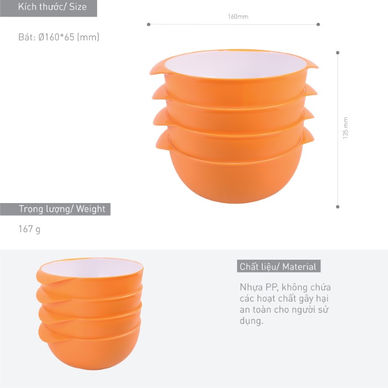 Bát nhựa màu sắc Orange BOWL