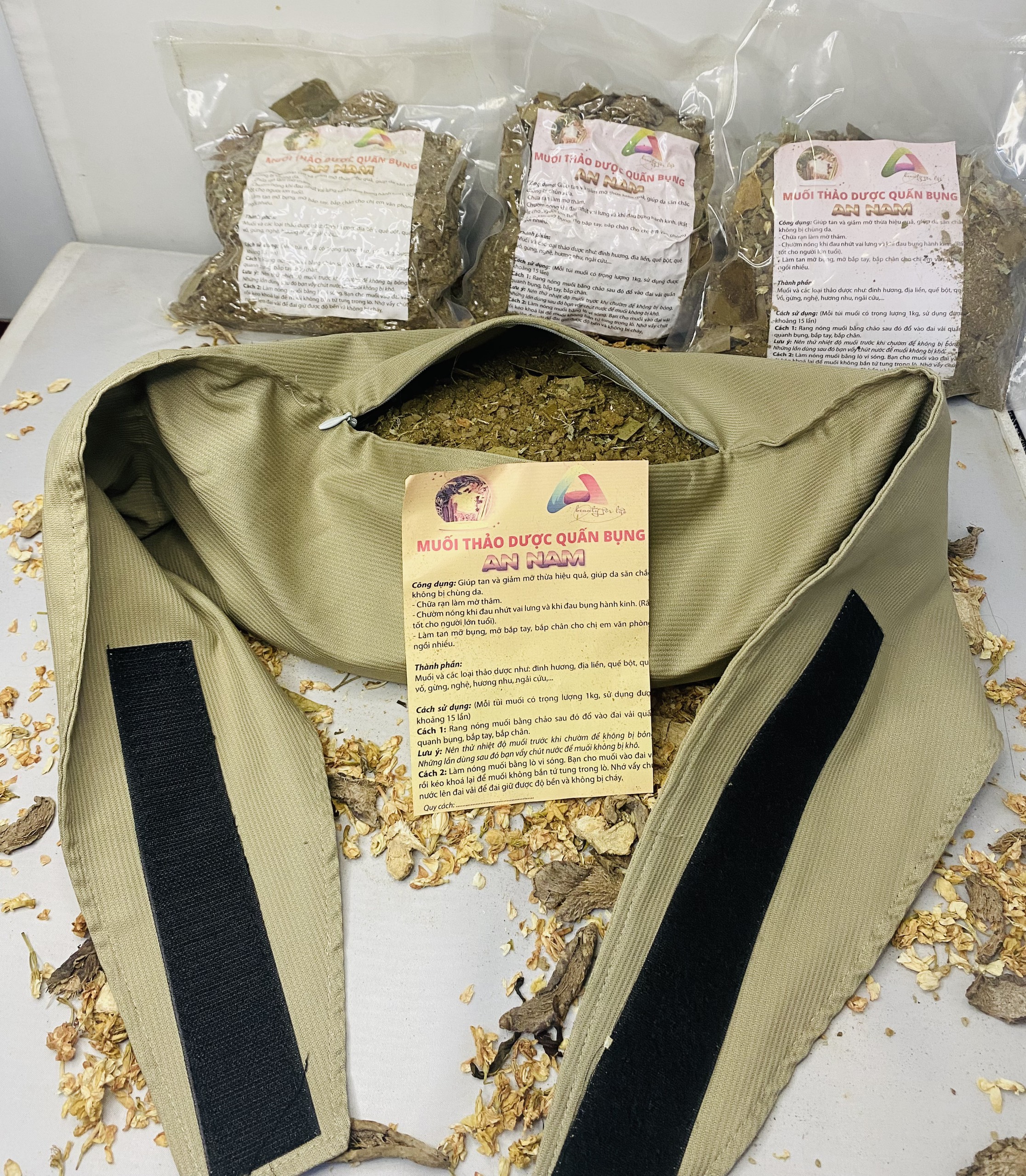 [SALE] COMBO 5 GÓI MUỐI THẢO DƯỢC ( TẶNG ĐAI CHƯỜM MUỐI)