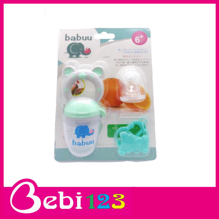 Túi nhai 3 giai đoạn Baby Babuu Nhật Bản kèm dây kẹp cho bé ăn dặm