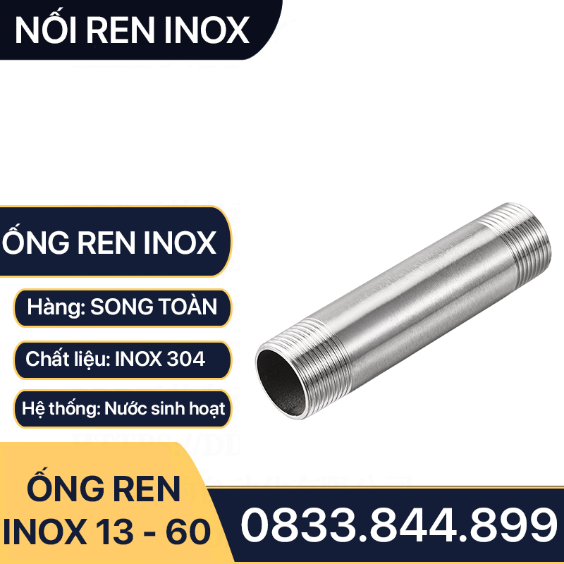 Ống Ren Inox, Ống Inox Tiện Hai Đầu Ren Ngoài - 10cm