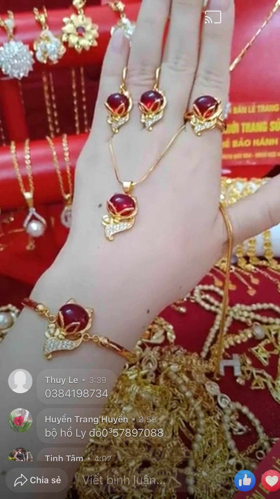 Bộ trang sức hồ ly đá đỏ