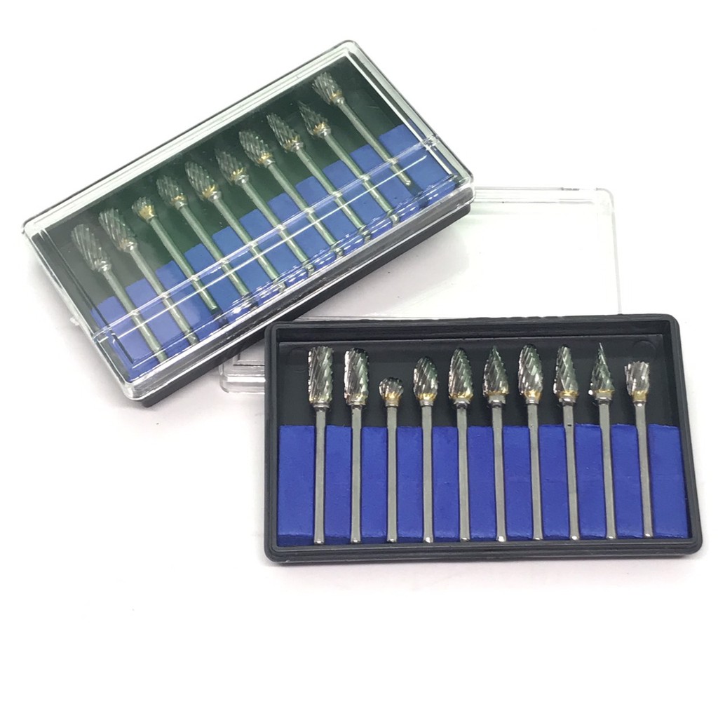 Bộ 10 mũi mài, khắc hợp kim, gỗ lũa cao cấp (Cán 3mm)