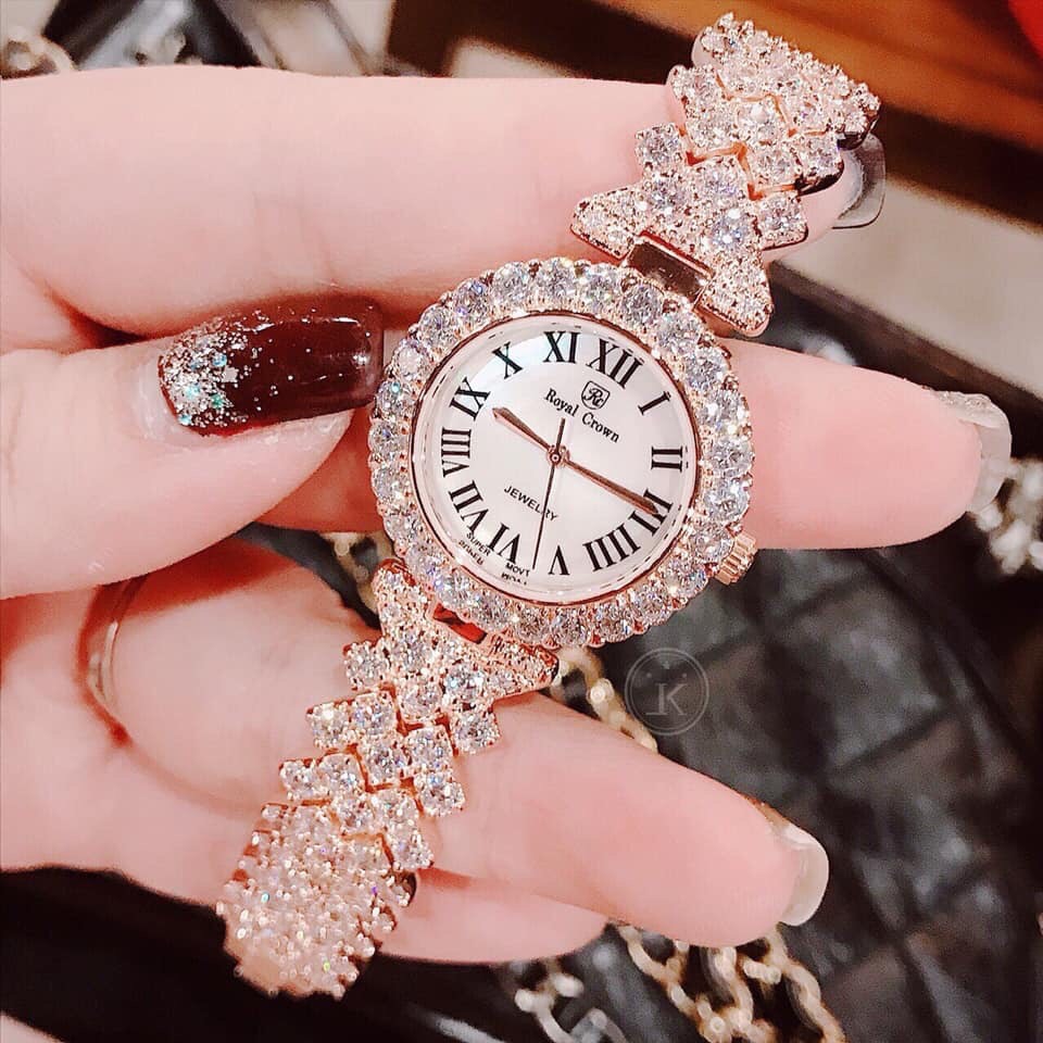 [HCM]Đồng hồ nữ dây đính đá RoyaI Crown size 32 mm - FULLBOX