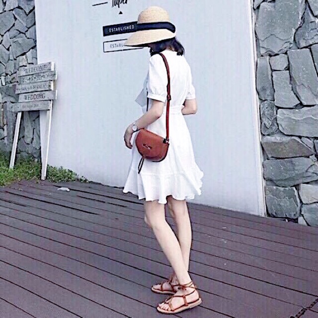 [HCM]Đầm trắng đuôi cá cột eo (kèm hình thật)