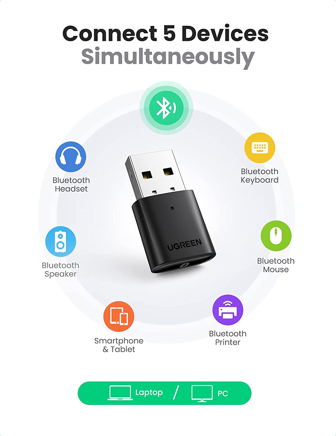 Thiết bị USB Bluetooth 5.0 UGREEN 80889 cho máy tính laptop