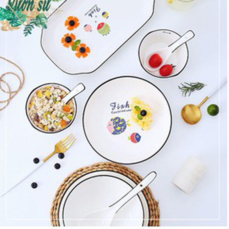Bộ bát đĩa sứ 18 món FISH COLOR cao cấp - VS265