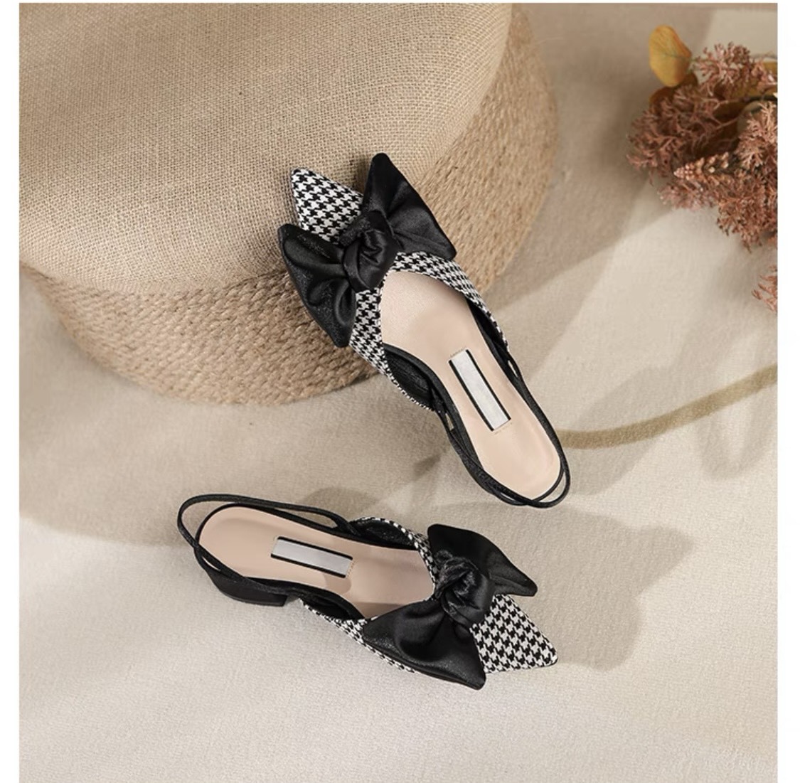Sandal/ Dép Nữ Mũi Nhọn Nơ Lụa- hottrend ( sandal lụa) Mã H20caro