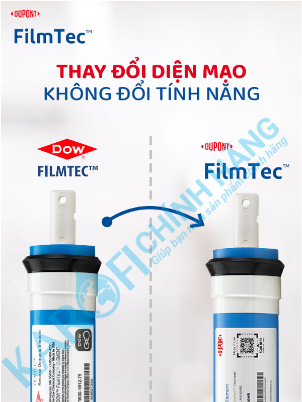 (HCM) Bộ 4 Lõi Lọc Nước KAROFI Số 1234 - (Lõi Số 4 Màng RO DOW - Dupont FilmTec New)