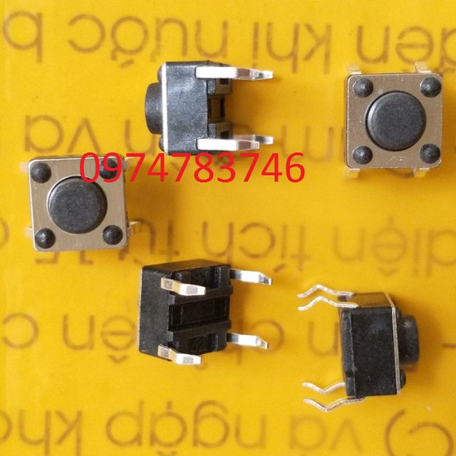 6 nút nhấn 4 chân vuông đen 6x6x5mm