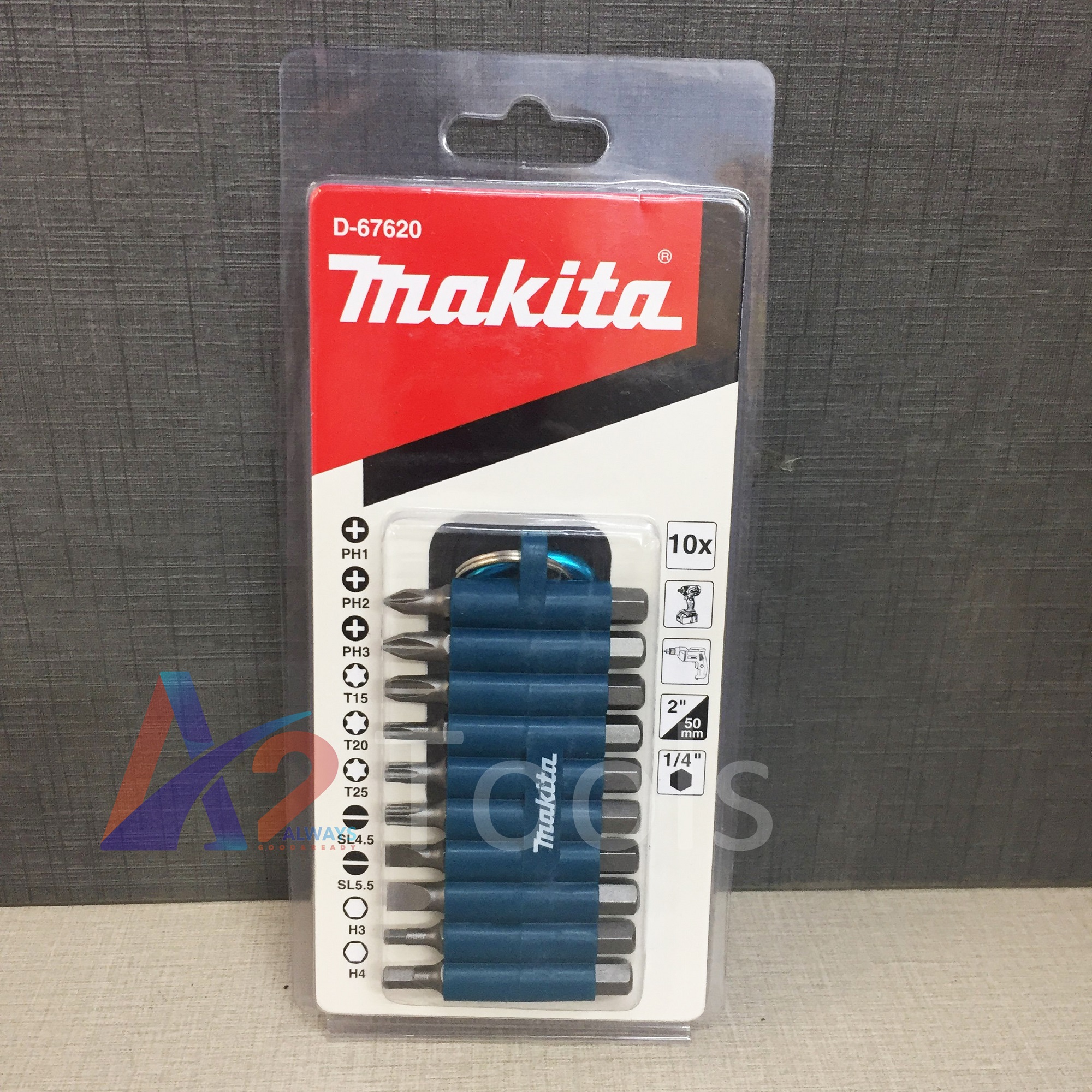 Bộ 10 mũi vít có móc treo Makita D-67620