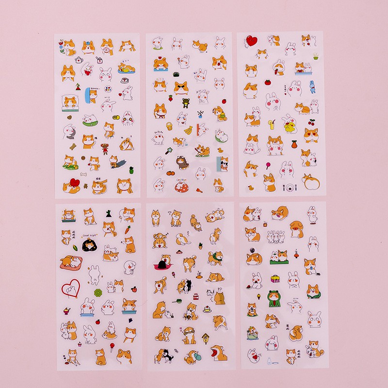 Sét 6 tấm sticker chó cưng