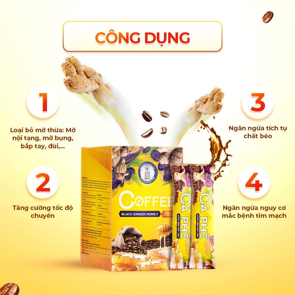 Cà Phê Giảm Cân Gừng Đen Chính Hãng 100%