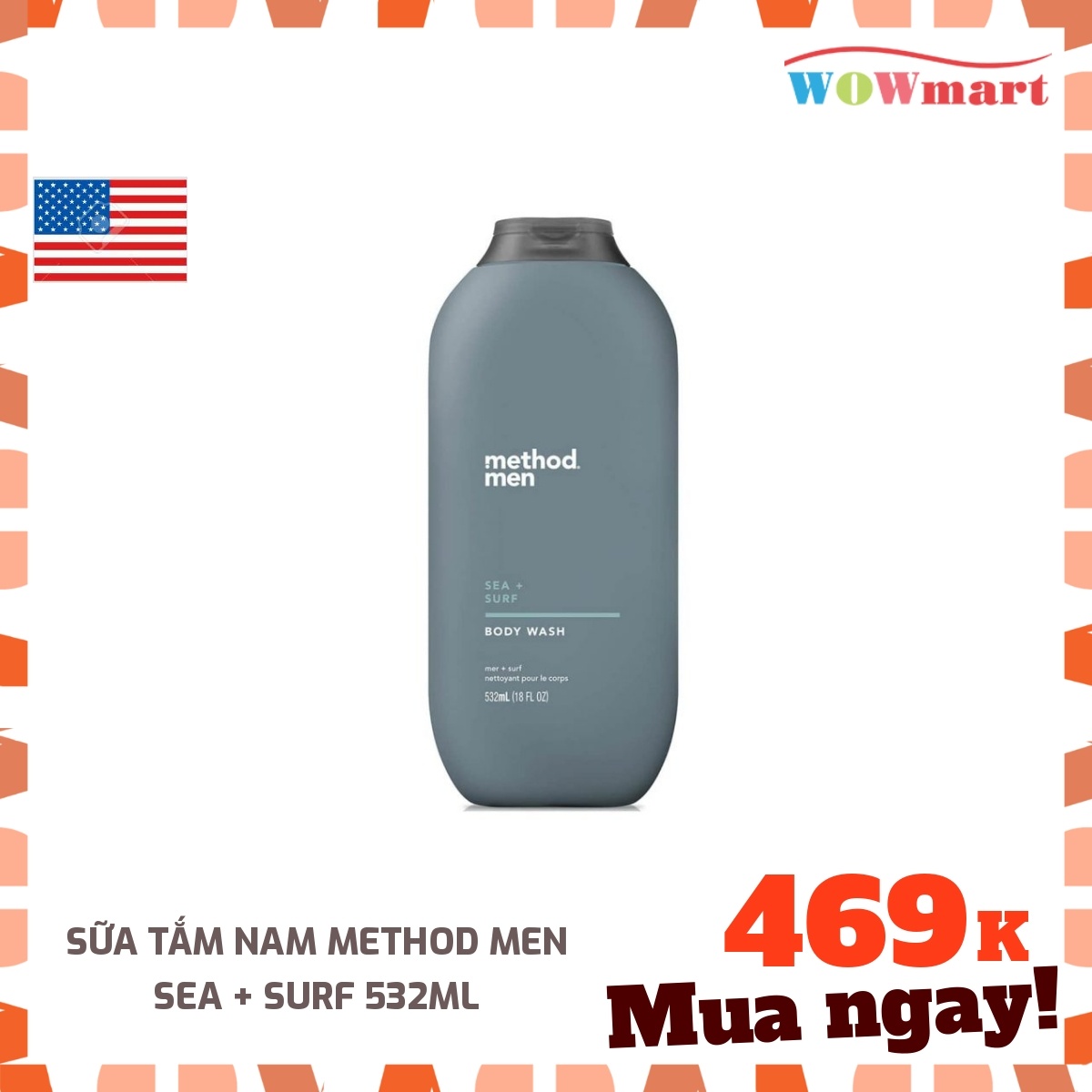 Sữa tắm nam Method Men Sea + Surf 532ml