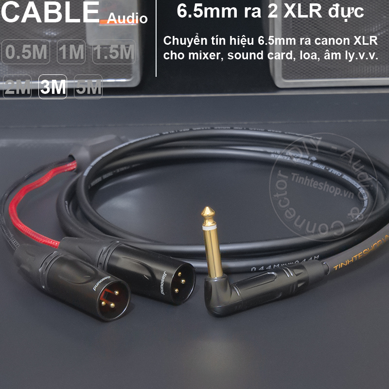 6.35mm to 2 diy male xlr mono audio cable 0.5 to 5 meters