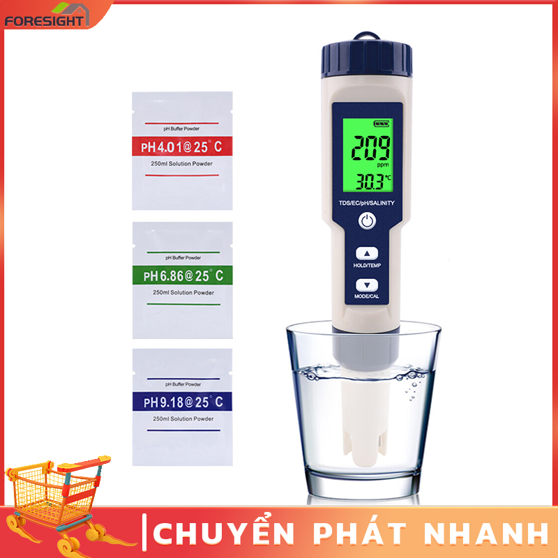 【Bút Kiểm Tra Chất Lượng Nước 5 Trong 1】Máy Đo Độ Mặn Và Độ PH 5 Trong 1, Dùng Để Làm Vườn Và Đo Độ PH/Tds/Ec/Độ MặN/Nhiệt Độ
