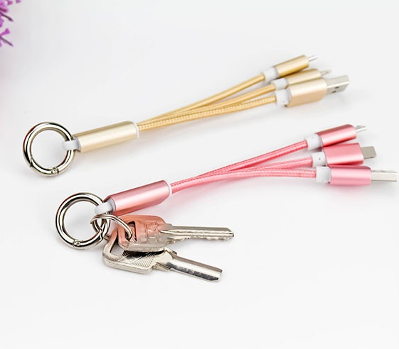 Dây Sạc 3 Đầu Móc Khóa Ngắn(giao màu ngẫu nhiên)