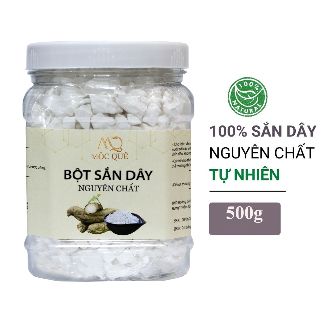 Bột sắn dây nguyên chất Mộc Quê 100% Hộp 500g giải độc thanh nhiệt cơ thể mát gan