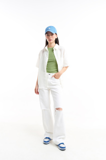 Quần jeans rách ống đứng nữ DOTTIE trắng - Q0281 thumbnail