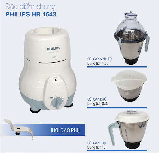 (BH 24 tháng) Máy xay đa năng Philips HL1643