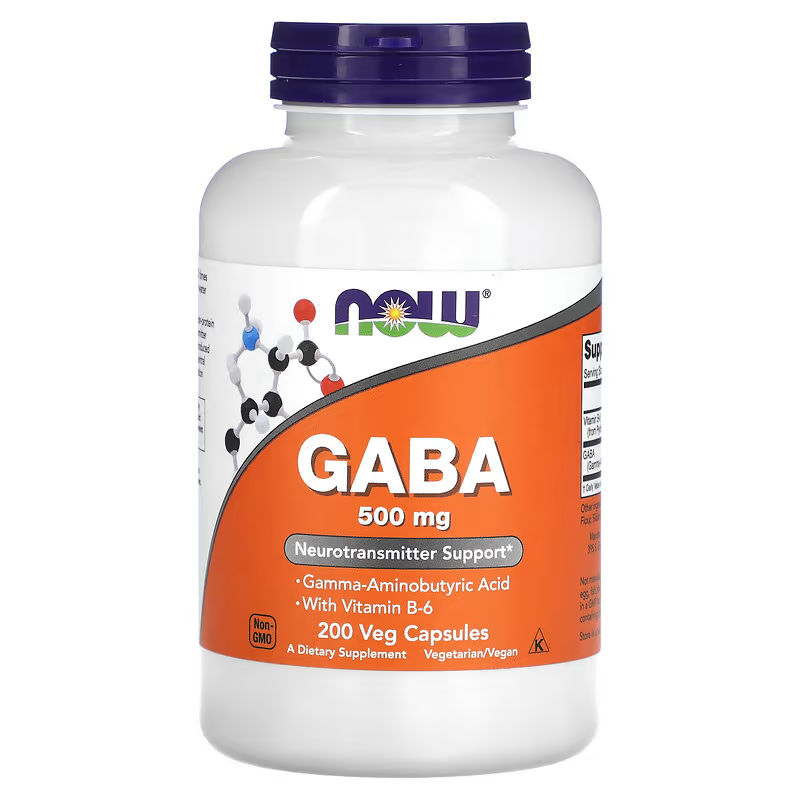 GABA with Vitamin B-6, 500 mg, NOW Foods, 100 Veg Capsules - iHerb Vietnam