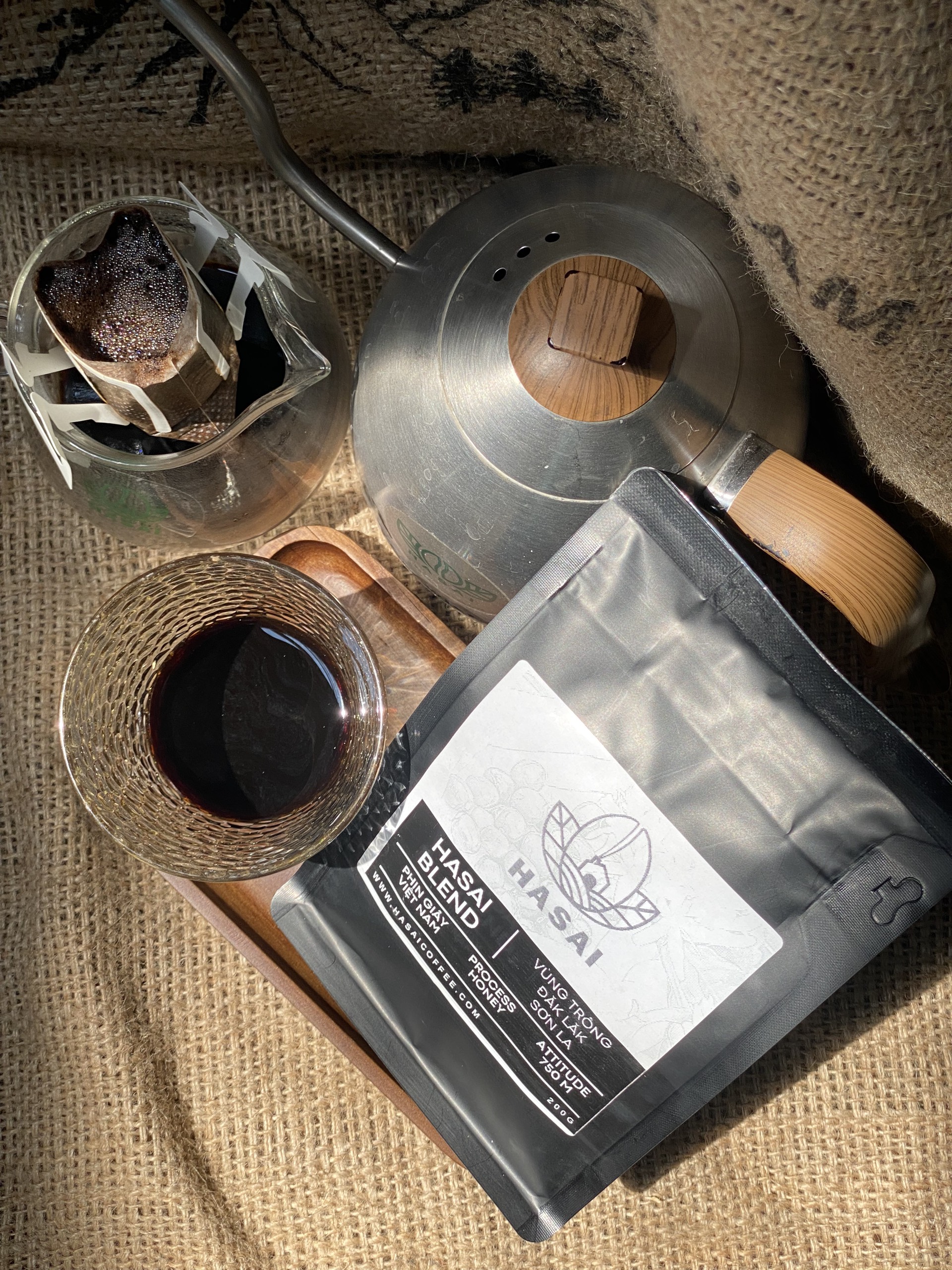 CÀ PHÊ PHIN GIẤY TINH TẾ - HASAI COFFEE BLEND (Rang mộc nguyên chất 100% đóng gói trong phin giấy lọc Nhật Bản 20 gram)